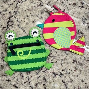 Thirty-One Frog & Bird Change Purse/Pouch Set NWOT